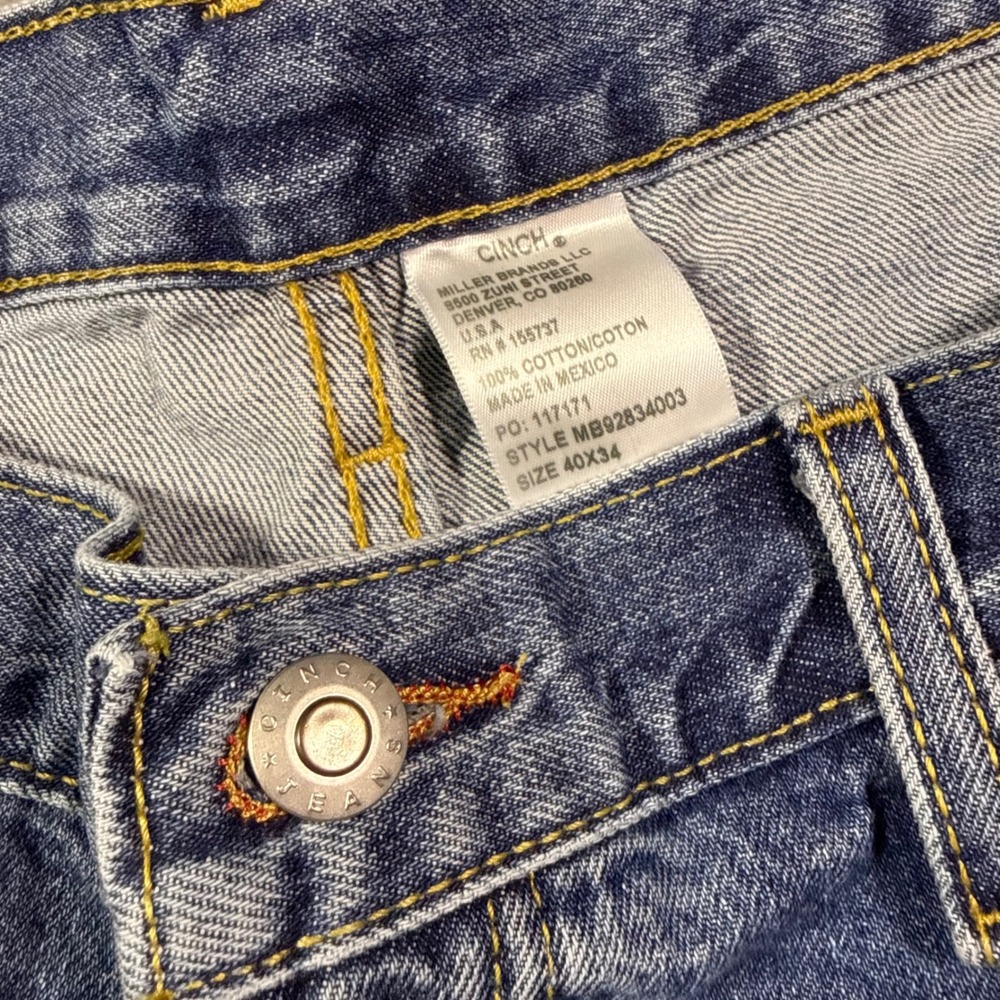 Cinch Jeans Mens 40x34 Blue Medium Wash Relaxed Straight Denim MB92834003 - Picture 4 of 7